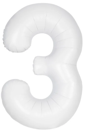 34" Number 3 Matte White