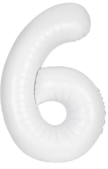 34" Number 6 Matte White