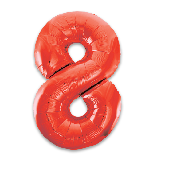 34" Red Number Balloon 8