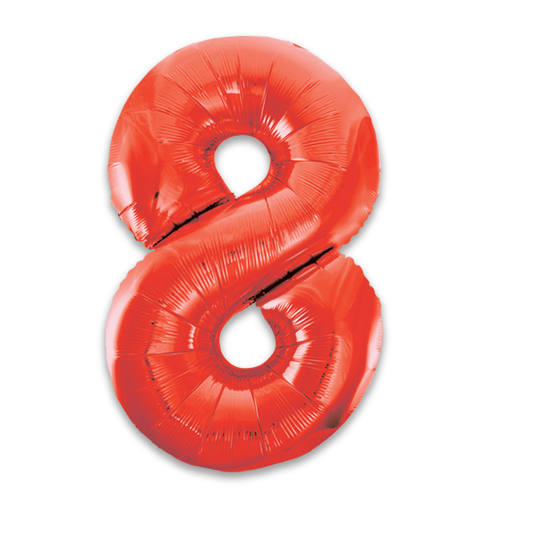 34" Red Number Balloon 8