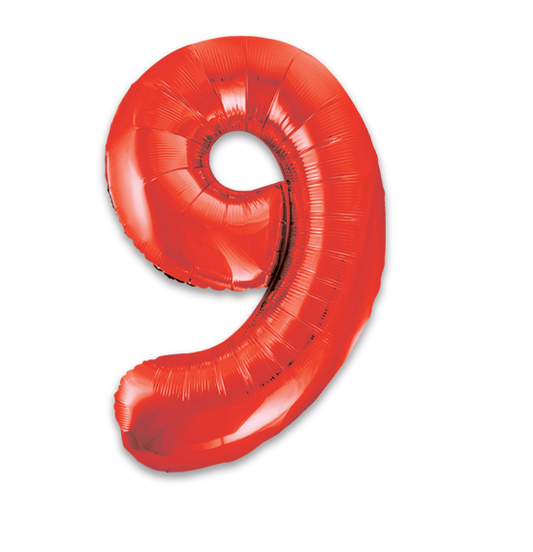 34" Red Number Balloon 9