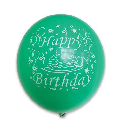 12" 8Ct Birthday Cake & Balloons Assorted