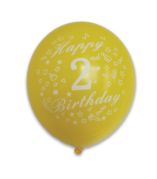 12" 8Ct Happy 2Nd Birthday Assorted