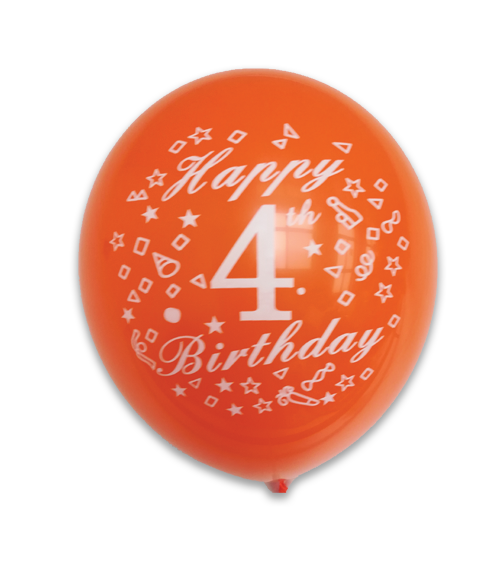 12" 8Ct Happy 4Th Birthday Assorted