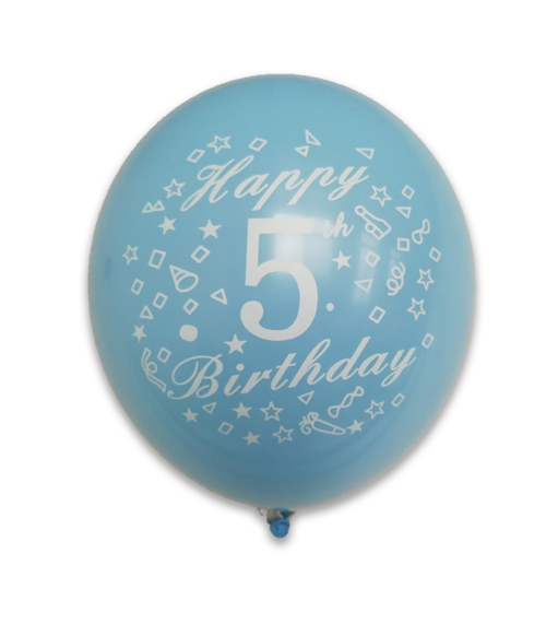 12" 8Ct Happy 5Th Birthday Assorted