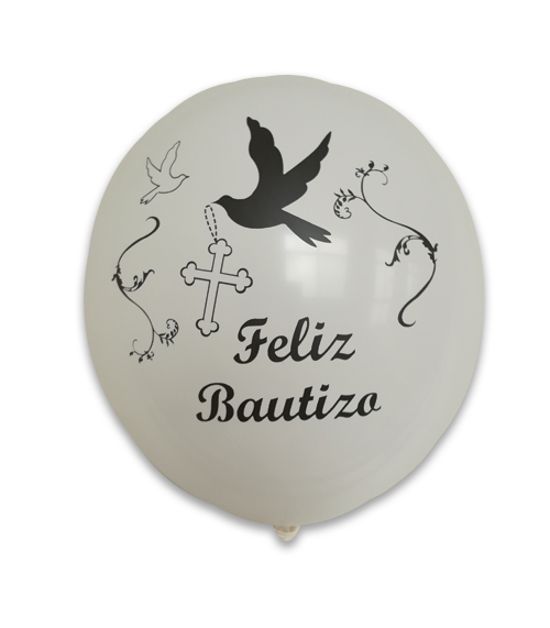 12" 8Ct Feliz Bautizo White