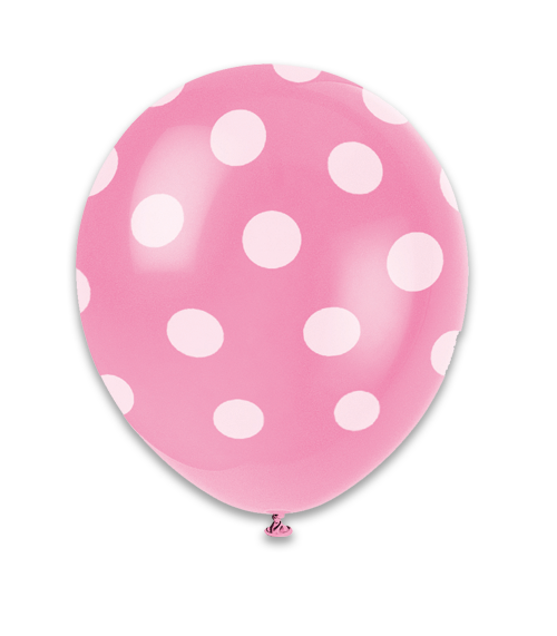 12" 6Ct Hot Pink Dots-Printed AA