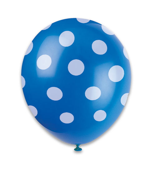 12" 6Ct Royal Blue Dots-Printed AA