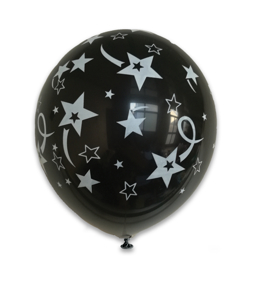 12" 6Ct Black Shooting Stars-Printed AA