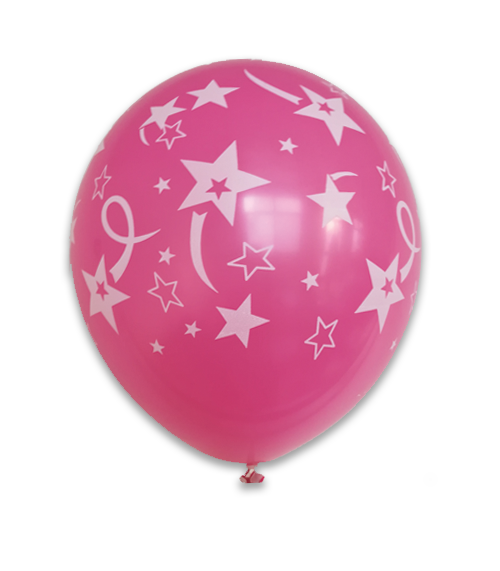 12" 6Ct Hot Pink Shooting Stars-Printed AA