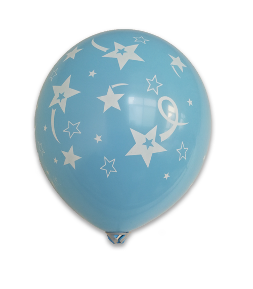 12" 6Ct Light Blue Shooting Stars-Printed AA