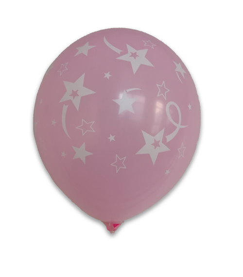 12" 6Ct Light Pink Shooting Stars-Printed AA