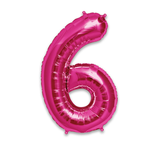 34" Number 6 Hot Pink