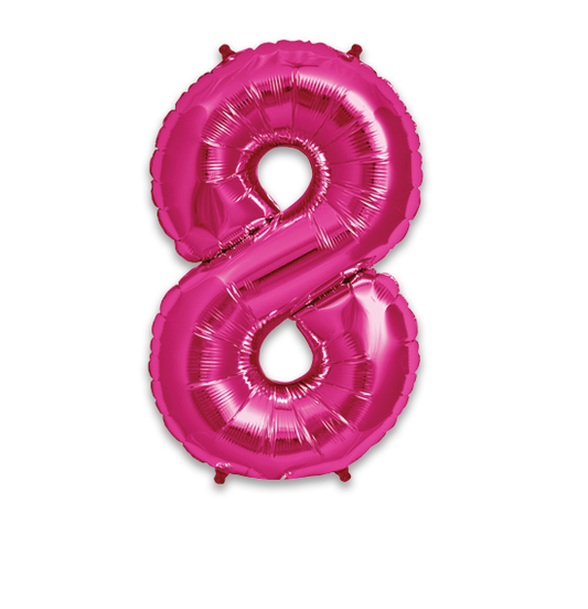 34" Number 8 Hot Pink